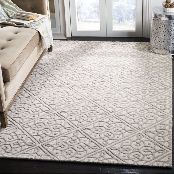SAFAVIEH Cambridge Mirko Geometric Wool Area Rug, Ivory/Gray, 5' x 8'