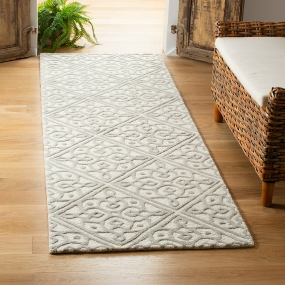 SAFAVIEH Cambridge Mirko Geometric Wool Runner Rug, Ivory/Gray, 2'6" x 8'