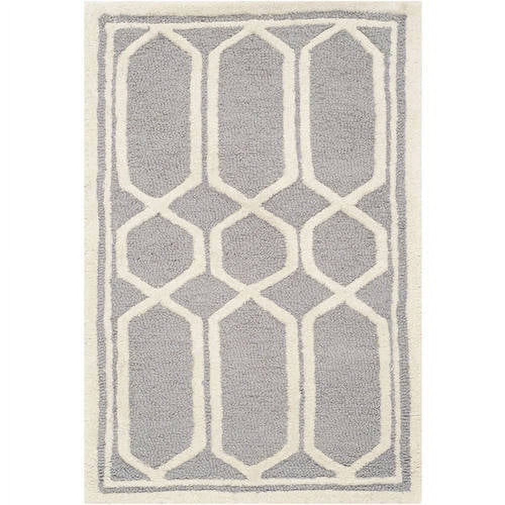 Ivory and Silver Hand-Tufted Wool 4' x 6' Area Rug