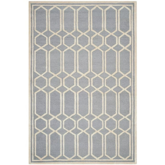SAFAVIEH Cambridge Mitchell Geometric Wool Area Rug, Silver/Ivory, 6' x 9'