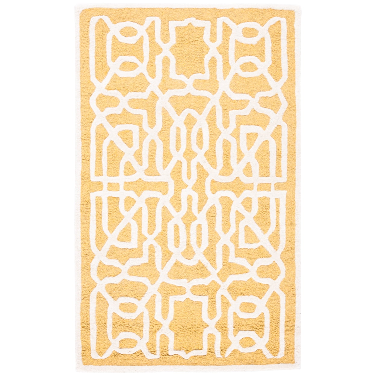 Handmade Gold and Ivory Tufted Wool Area Rug 3' x 5'
