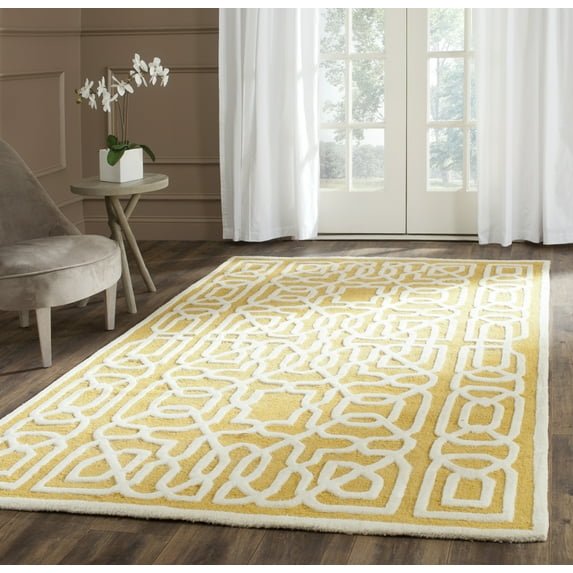 SAFAVIEH Cambridge Norbert Geometric Wool Area Rug, Gold/Ivory, 8' x 10'