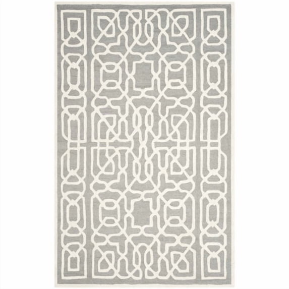 SAFAVIEH Cambridge Norbert Geometric Wool Area Rug, Silver/Ivory, 8' x 10'