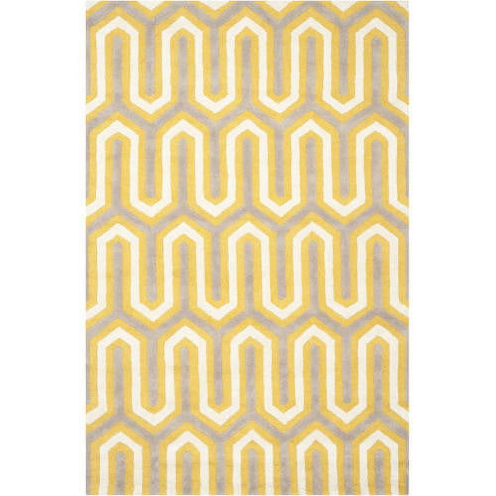 Hand-Tufted Cambridge Gold & Grey Wool Round Area Rug