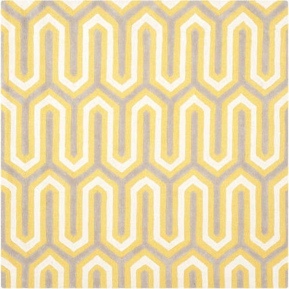 Handmade Gold and Grey Tufted Wool Square Rug 6' x 6'