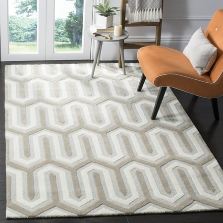 SAFAVIEH Cambridge Oswald Geometric Wool Area Rug, Light Blue/Gray, 5' x 8'