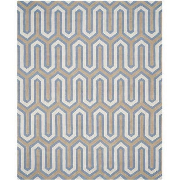 SAFAVIEH Cambridge Oswald Geometric Wool Area Rug, Navy/Gray, 6' x 6' Round