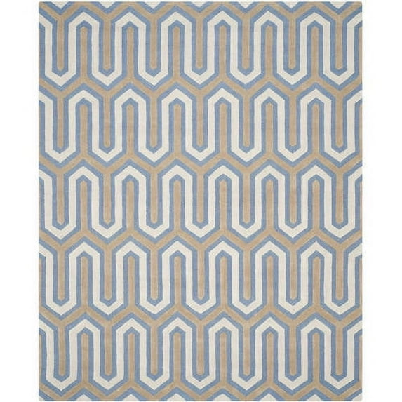 SAFAVIEH Cambridge Oswald Geometric Wool Area Rug, Navy/Gray, 6' x 6' Round