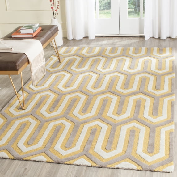 SAFAVIEH Cambridge Oswald Geometric Wool Area Rug, Gold/Gray, 5' x 8'