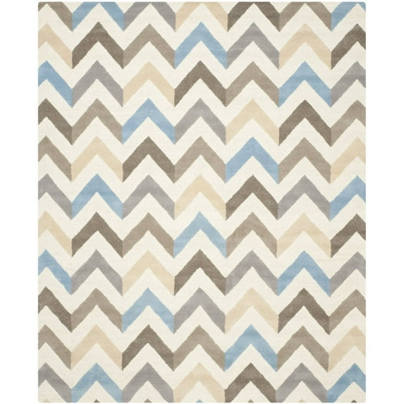 SAFAVIEH Cambridge Percival Geometric Wool Area Rug, Ivory/Gray, 4' x 6'