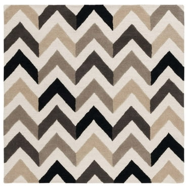 SAFAVIEH Cambridge Percival Geometric Wool Area Rug, Ivory/Black, 6' x 6' Square