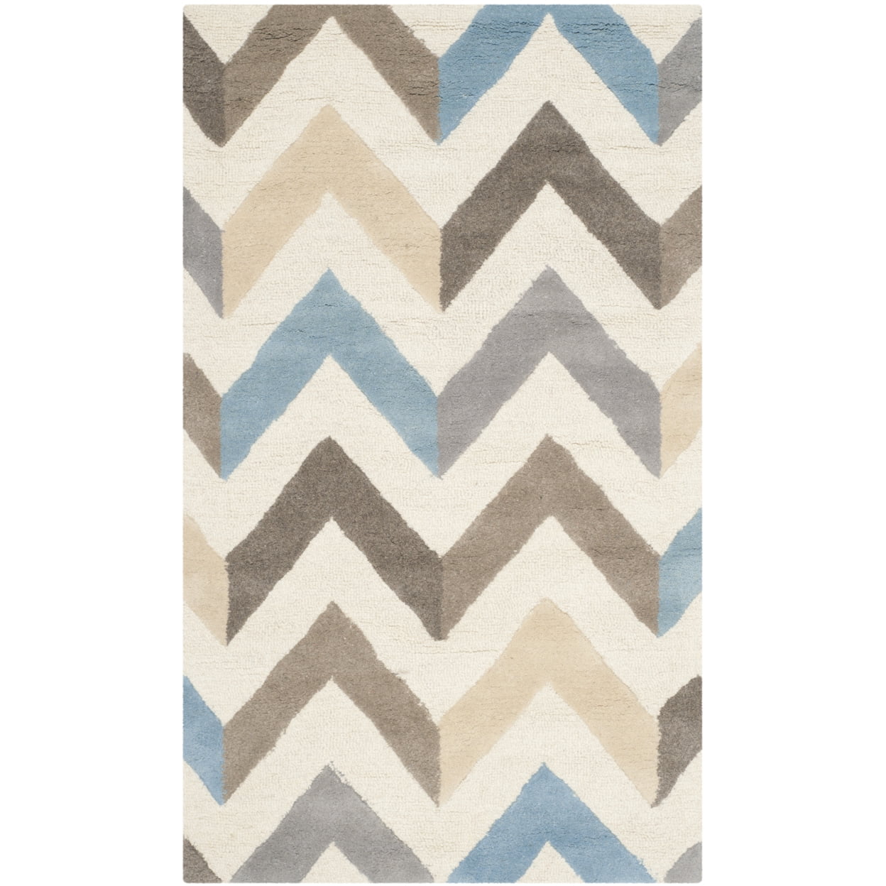 Ivory and Grey Hand-Tufted Wool Area Rug, 2' x 3'