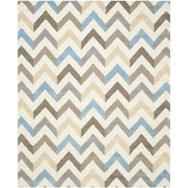 SAFAVIEH Cambridge Percival Zig Zag Stripes Wool Area Rug, Ivory/Grey, 2' x 3'