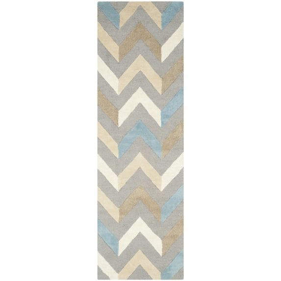 SAFAVIEH Cambridge Percival Geometric Wool Runner Rug, Gray/Ivory, 2'6" x 8'