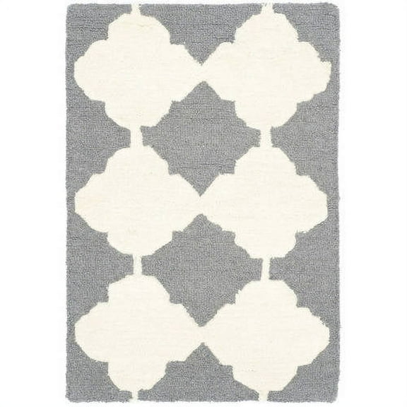 SAFAVIEH Cambridge Peregrine Geometric Diamonds Wool Area Rug, Dark Grey/Ivory, 2' x 3'