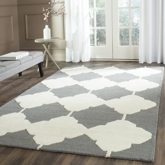 SAFAVIEH Cambridge Peregrine Geometric Wool Area Rug, Dark Gray/Ivory, 3' x 5'