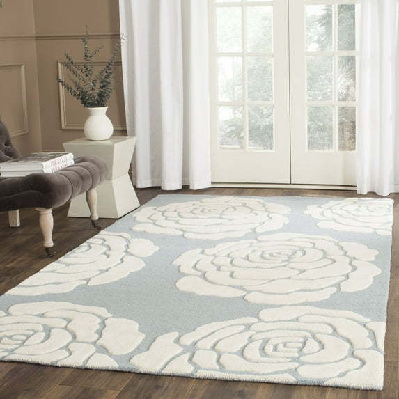 SAFAVIEH Cambridge Permelia Geometric Wool Area Rug, Blue/Ivory, 2' x 3'