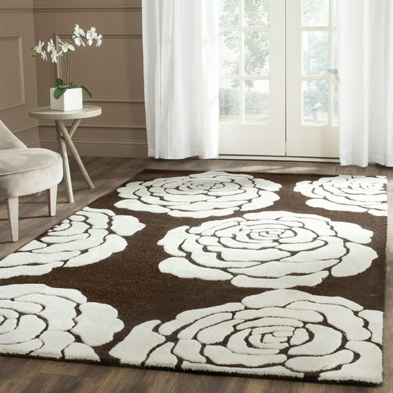 SAFAVIEH Cambridge Permelia Geometric Wool Area Rug, Brown/Ivory, 3' x 5'