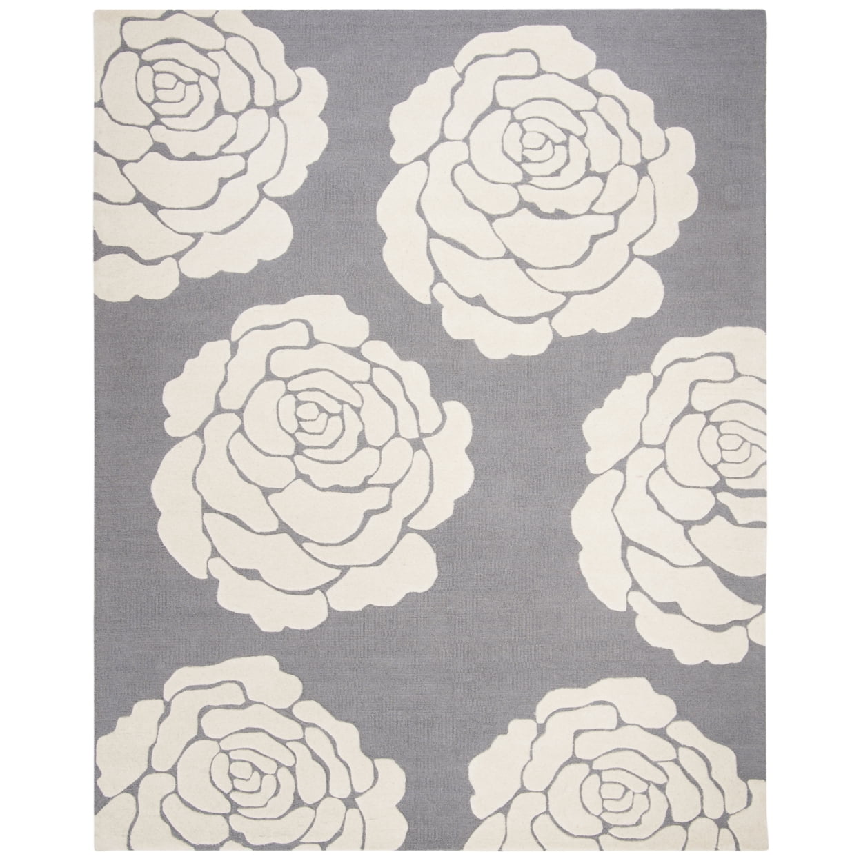 Hand-Tufted Cambridge Dark Grey & Ivory Wool Round Rug - 2' x 3'
