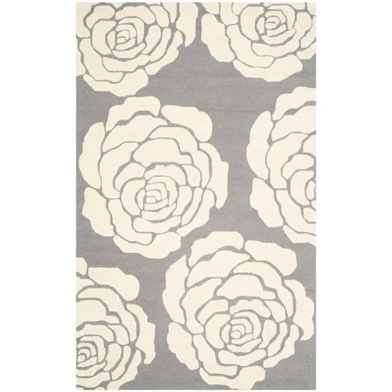SAFAVIEH Cambridge Permelia Geometric Wool Area Rug, Dark Gray/Ivory, 5' x 8'