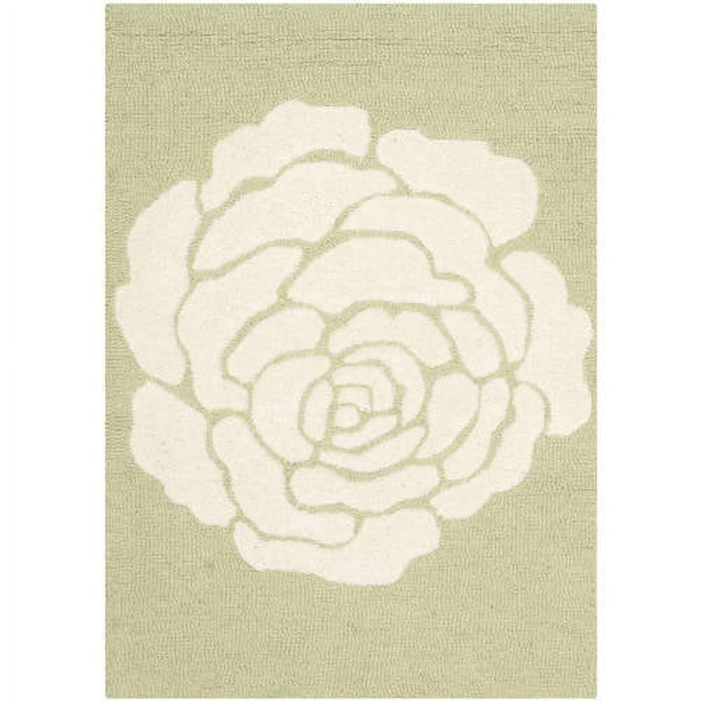 Hand-Tufted Lime & Ivory Wool Rectangular Rug 5' x 8'