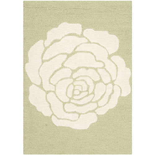 Hand-Tufted Lime & Ivory Wool Rectangular Rug 5' x 8'