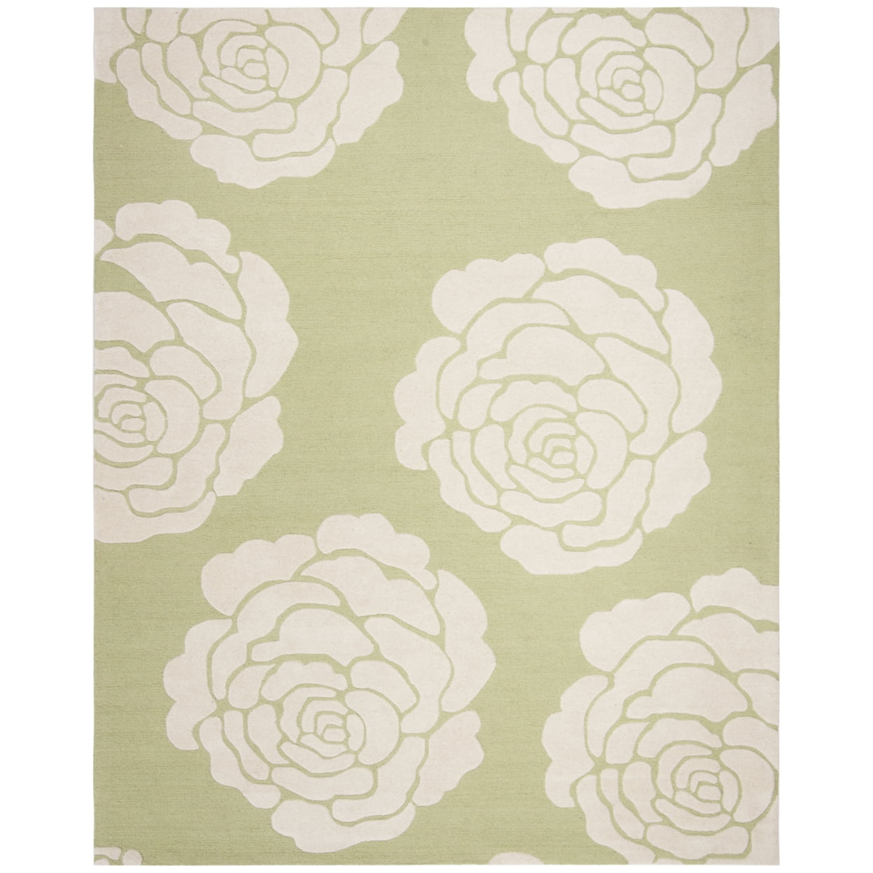 Hand-Tufted Lime & Ivory Wool Rectangular Rug 5' x 8'