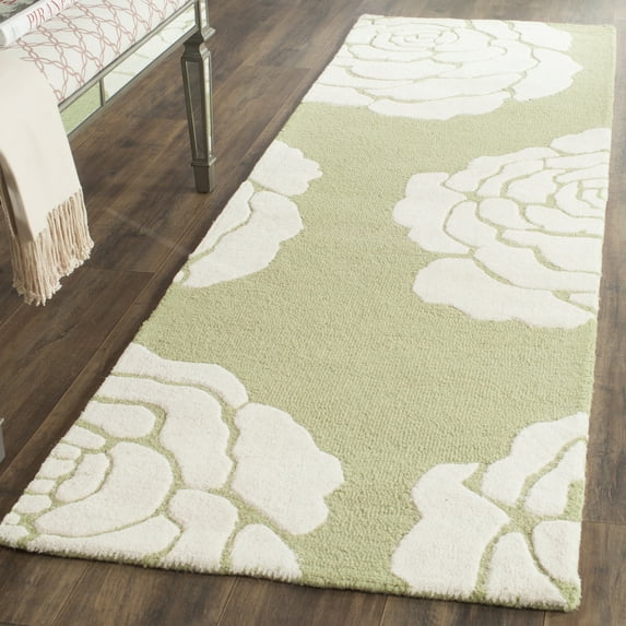 SAFAVIEH Cambridge Permelia Geometric Wool Runner Rug, Lime/Ivory, 2'6" x 8'