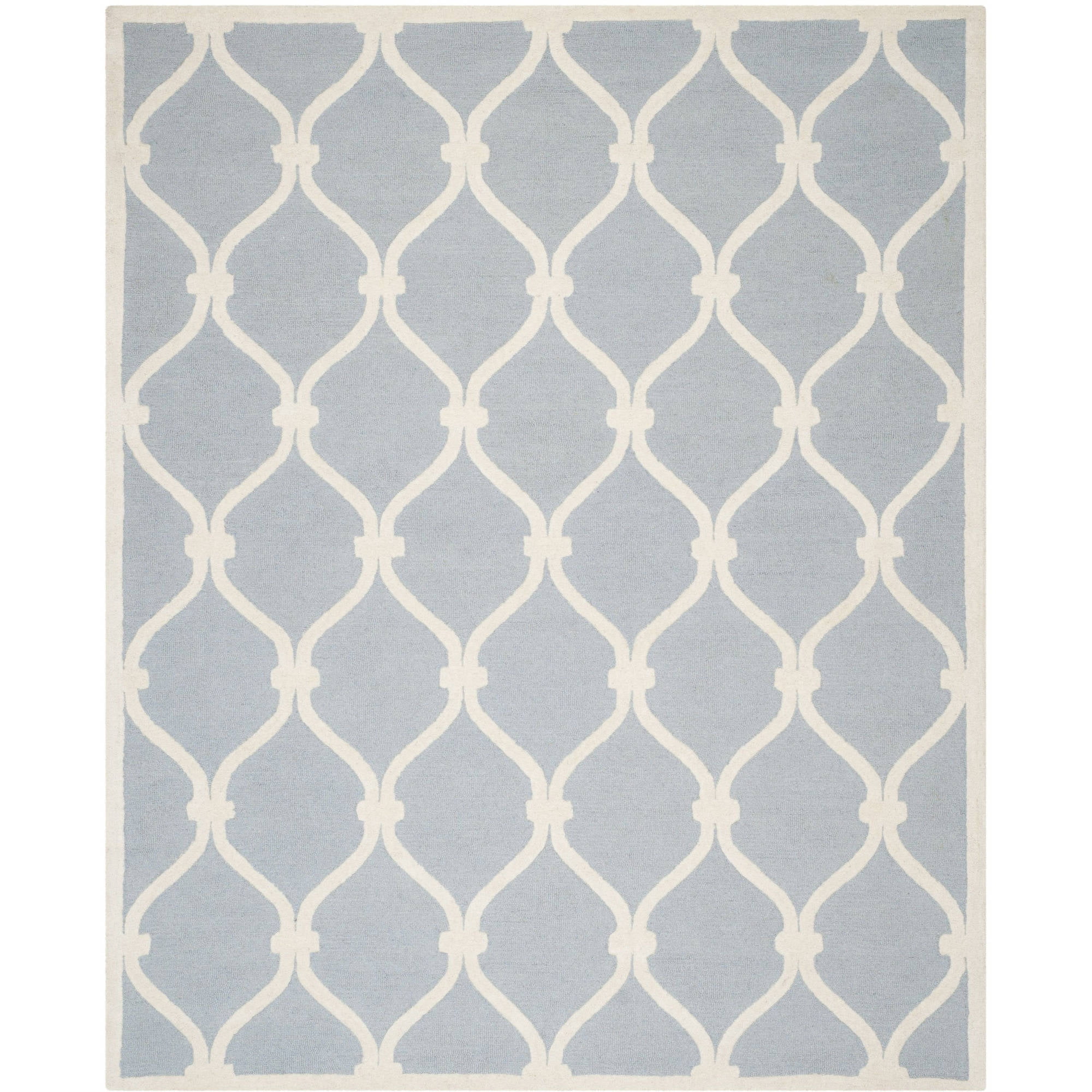 Hand-Tufted Cambridge Blue/Ivory Wool 10' x 14' Area Rug