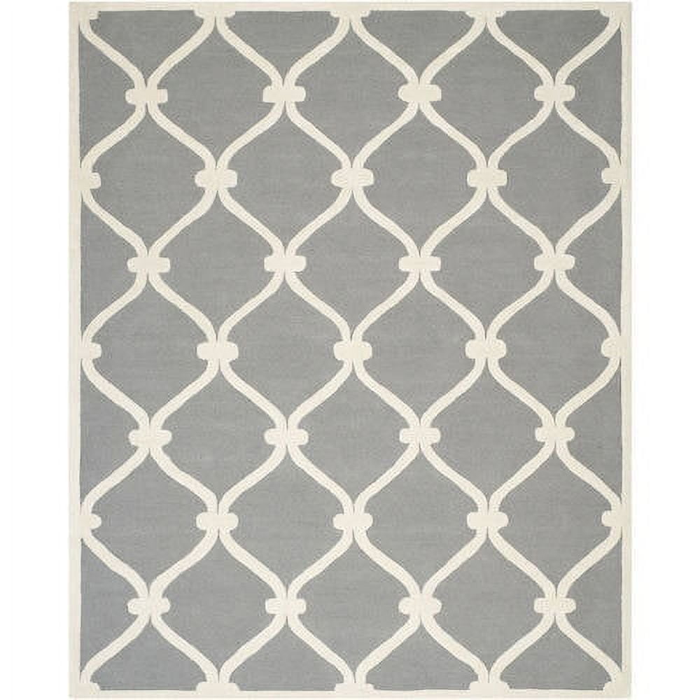 Hand-Tufted Blue and Ivory Wool Round Area Rug