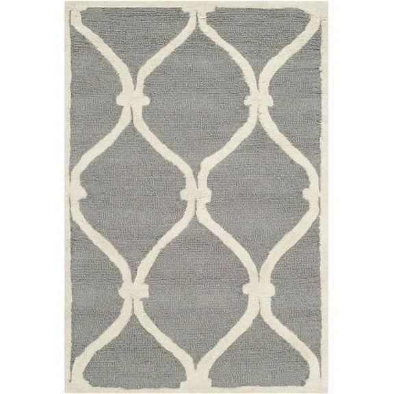 SAFAVIEH Cambridge Raleigh Geometric Wool Area Rug, Dark Gray/Ivory, 2' x 3'