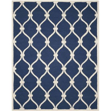SAFAVIEH Cambridge Raleigh Geometric Wool Area Rug, Navy/Ivory, 6' x 6' Square