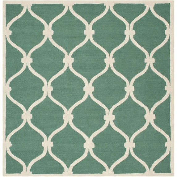 SAFAVIEH Cambridge Raleigh Geometric Wool Area Rug, Teal/Ivory, 2'6" x 4'