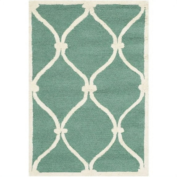 SAFAVIEH Cambridge Raleigh Geometric Wool Area Rug, Teal/Ivory, 2' x 3'
