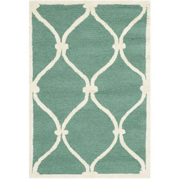 SAFAVIEH Cambridge Raleigh Geometric Wool Area Rug, Teal/Ivory, 2' x 3'