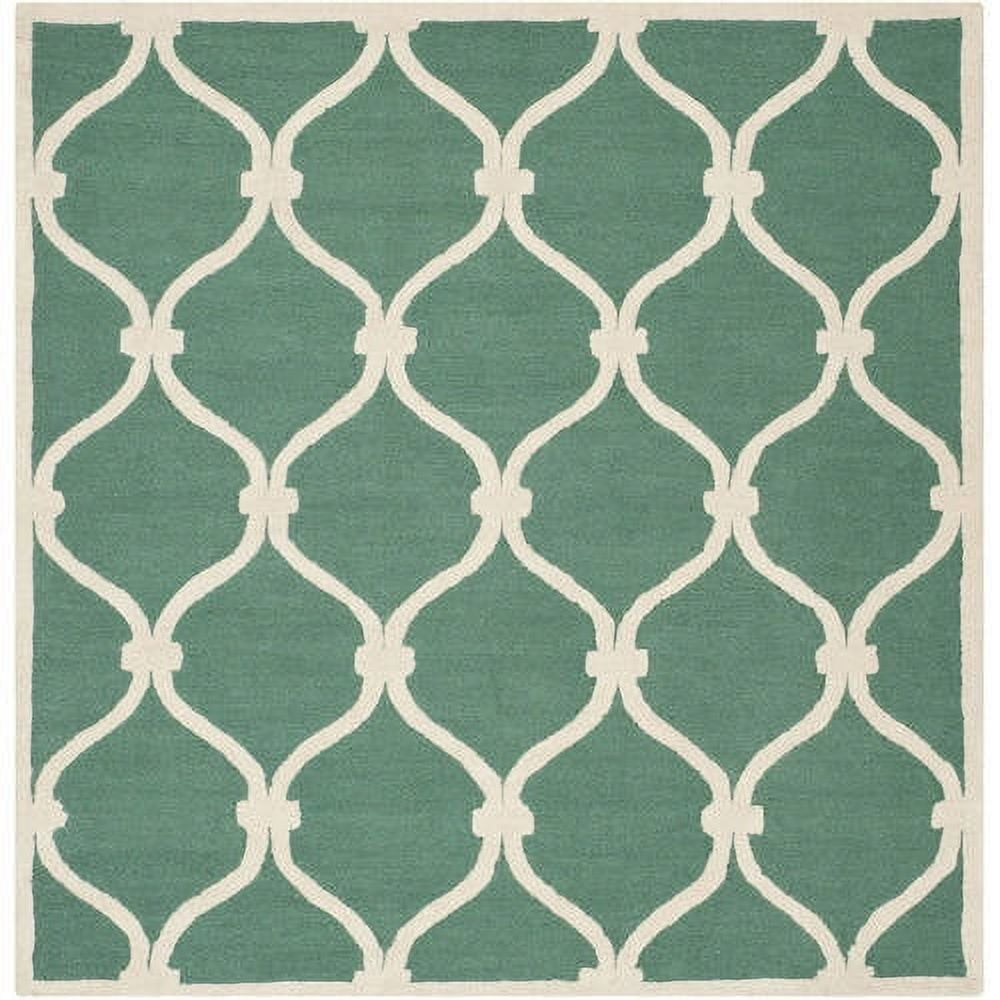 Hand-Tufted Teal & Ivory Wool Area Rug, 8' x 10'
