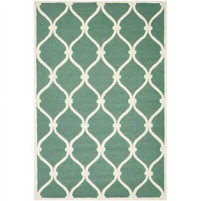 SAFAVIEH Cambridge Raleigh Geometric Wool Area Rug, Teal/Ivory, 9' x 12'