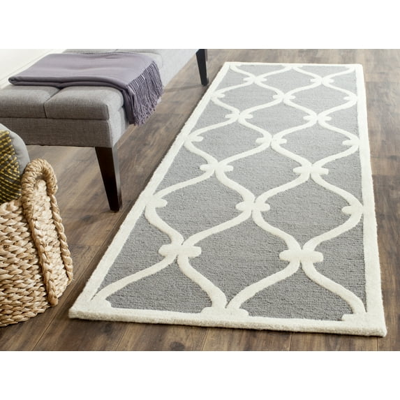 SAFAVIEH Cambridge Raleigh Geometric Wool Runner Rug, Dark Gray/Ivory, 2'6" x 10'