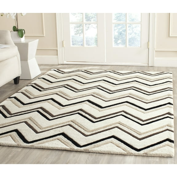SAFAVIEH Cambridge Ravenna Geometric Wool Area Rug, Ivory/Black, 2' x 3'