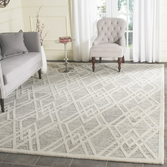 SAFAVIEH Cambridge Rordan Geometric Wool Area Rug, Light Brown/Ivory, 8' x 10'