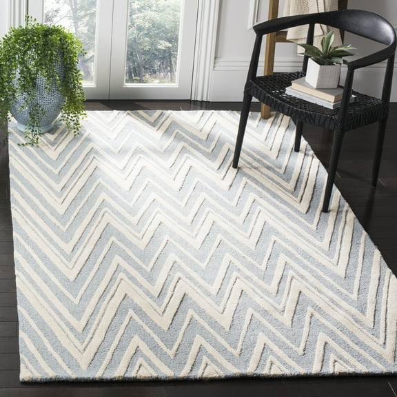 SAFAVIEH Cambridge Sam Geometric Wool Area Rug, Blue/Ivory, 9' x 12'