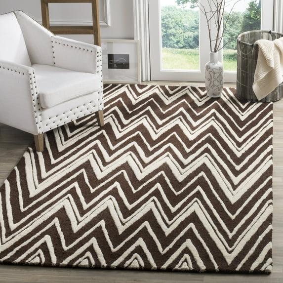SAFAVIEH Cambridge Sam Geometric Wool Area Rug, Brown/Ivory, 2' x 3'