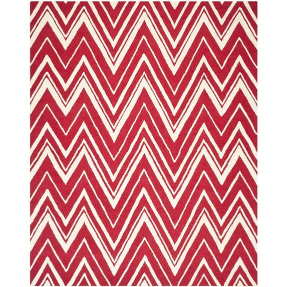 SAFAVIEH Cambridge Sam Geometric Wool Area Rug, Red/Ivory, 8' x 10'