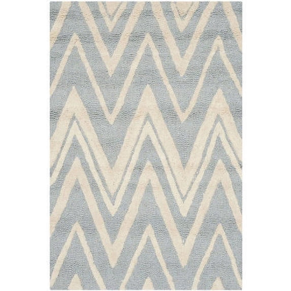 SAFAVIEH Cambridge Sam Geometric Wool Area Rug, Blue/Ivory, 6' x 6' Round