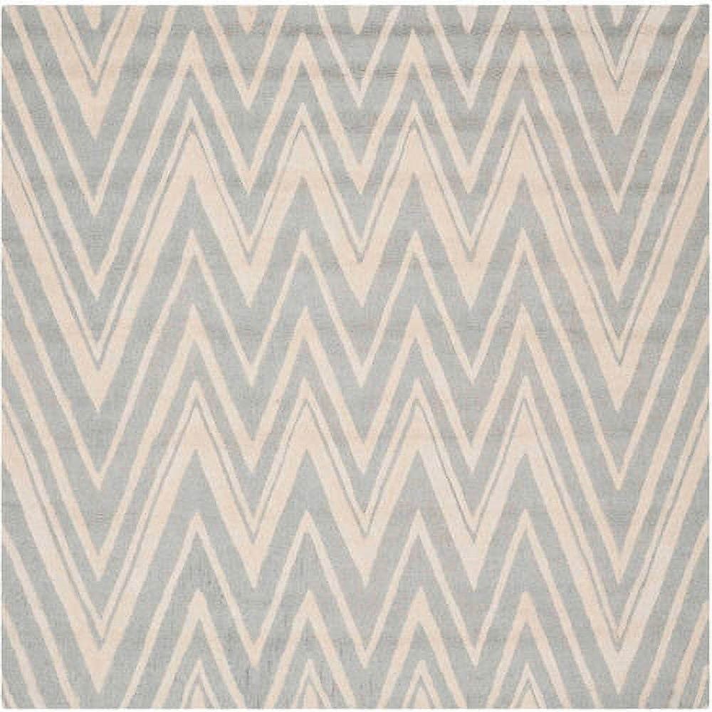 Hand-Tufted Cambridge Navy and Ivory Wool 4' Square Rug