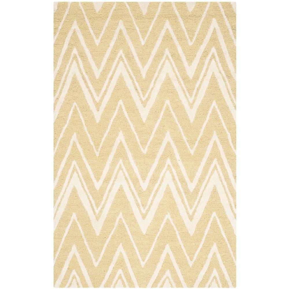 Light Gold and Ivory Hand-Tufted Wool Area Rug, 3' x 5'
