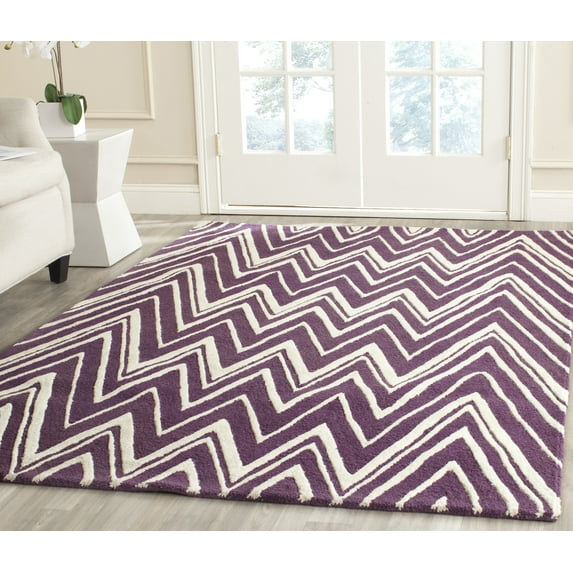 SAFAVIEH Cambridge Sam Geometric Wool Area Rug, Purple/Ivory, 6' x 9'