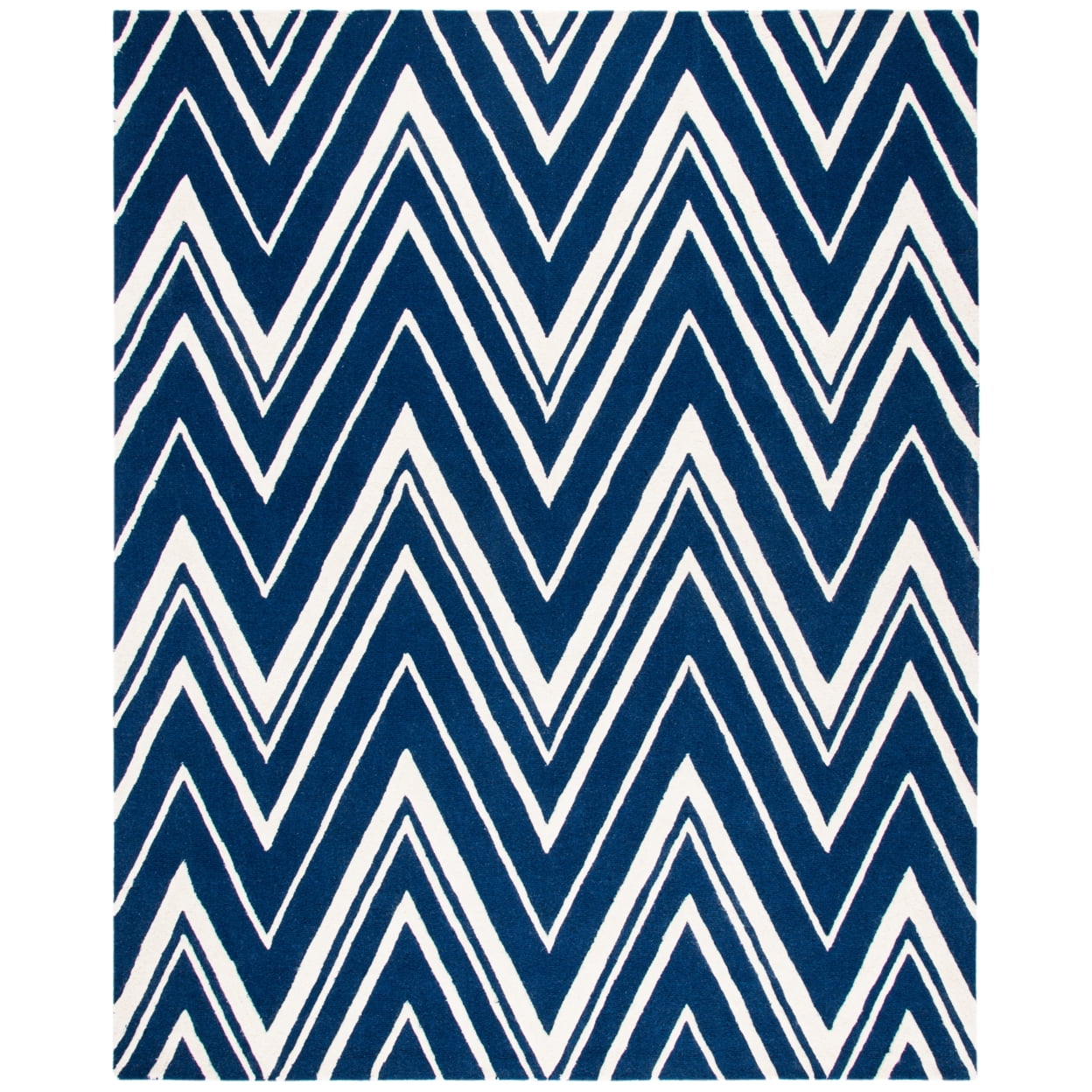 Handmade Navy & Ivory Square Wool Rug with Cotton Backing