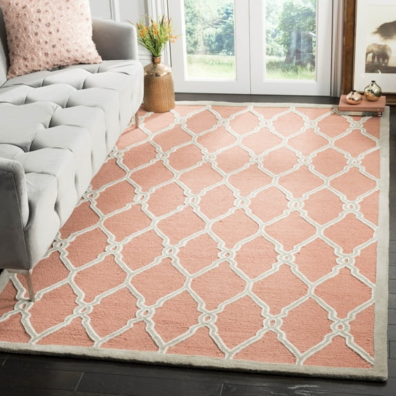 SAFAVIEH Cambridge Selwyn Geometric Wool Area Rug, Coral/Ivory, 4' x 6'