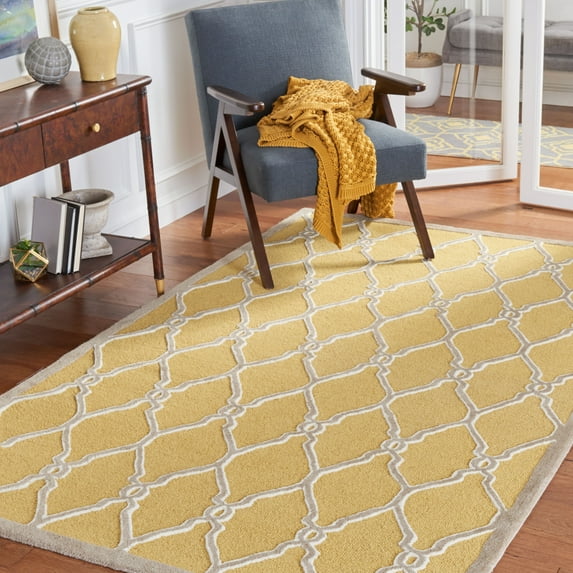 SAFAVIEH Cambridge Selwyn Geometric Wool Area Rug, Gold/Ivory, 6' x 6' Square